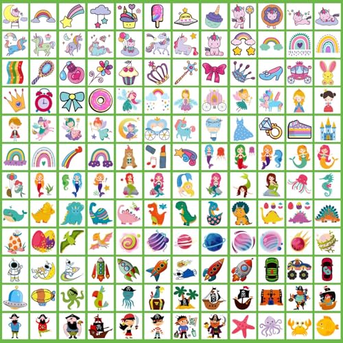 Partywind 408 PCS Kids Tattoos for Party Supplies, Individually Wrapped Sheet Temporary Tattoos Stickers for Kids Goodie Bag Stuffers, Fun Birthday Party Favors - Mixed