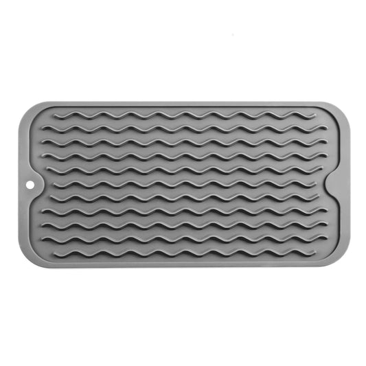 MicoYang Silicone Dish Drying Mat for Multiple Usage,Easy clean,Eco-friendly,Heat-resistant Silicone Mat for Kitchen Counter,Sink,Bar,Bottle,or Cup Grey S 12 inches x 6 inches