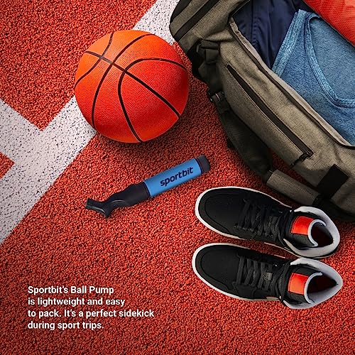 SPORTBIT Ball Pump with 5 Needles - Push & Pull Inflating System - Great for All Exercise Balls - Volleyball Pump, Basketball Inflator, Football & Soccer Ball Air Pump - Goes with Needles Set