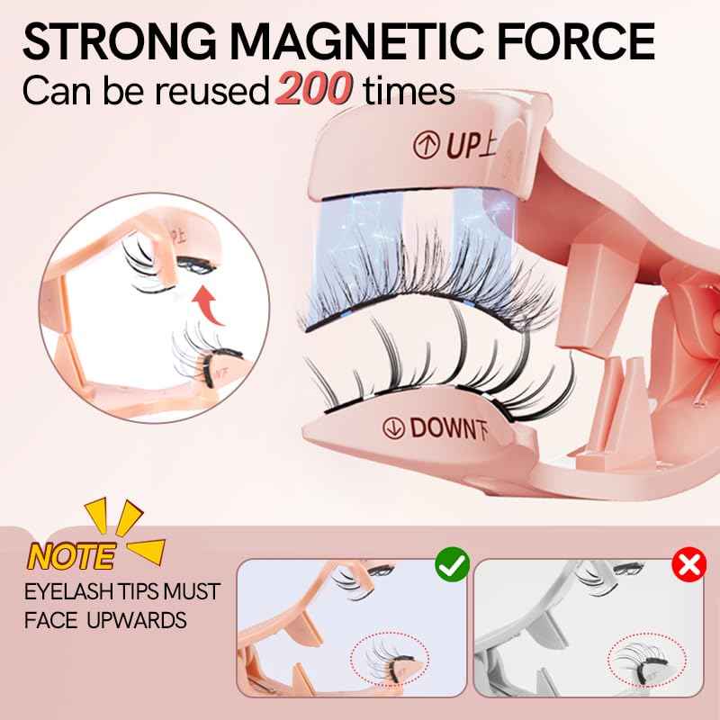 Magnetic Eyelashes with Applicator Natural Reusable Soft Magnetic Lashes Without Eyeliner, Glue-free False Eyelashes Lightweight, Waterproof, Easy to Wear, No Makeup Remover Required(Photogeic Style)