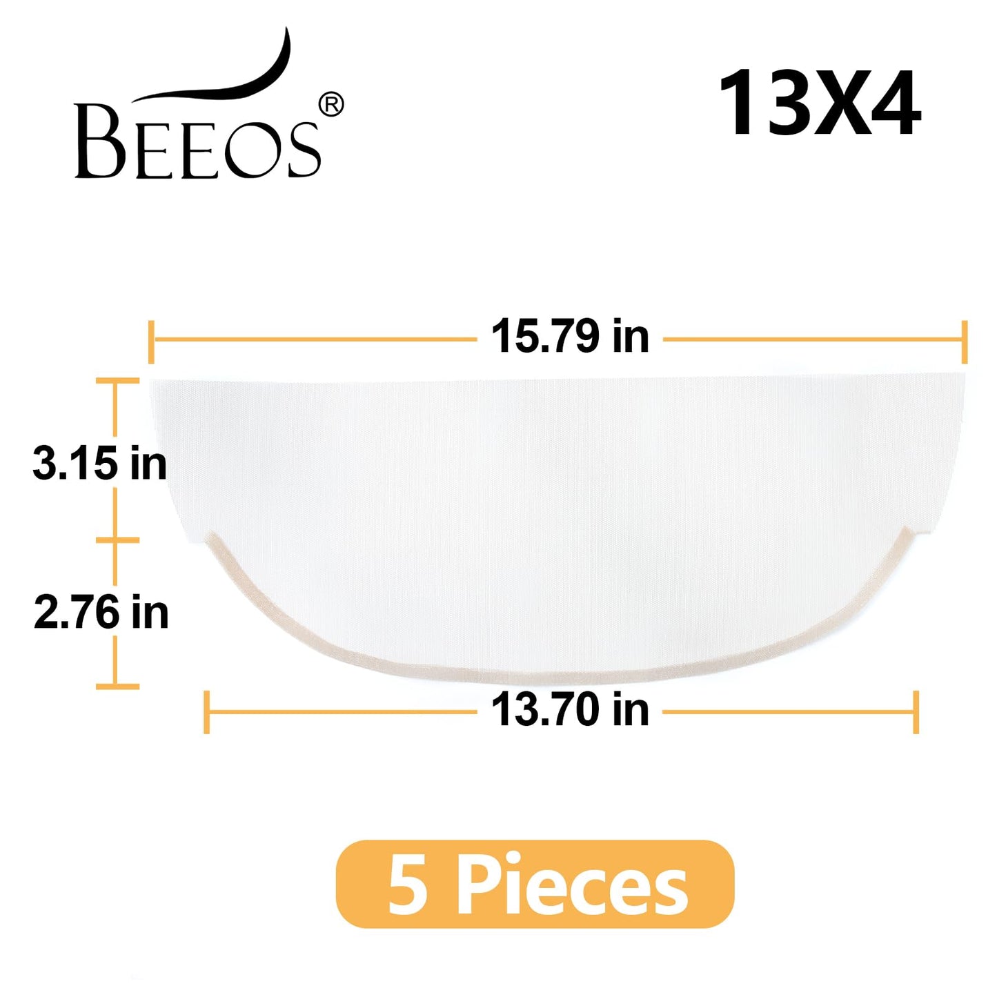 BEEOS 13x4 Transparent Frontal Lace for Making Wig, 5 Pieces Lace Net Base for Making Lace Frontal, Wig Accessories for Repairing Lace Wig Cap, Thin lace for hair ventilating