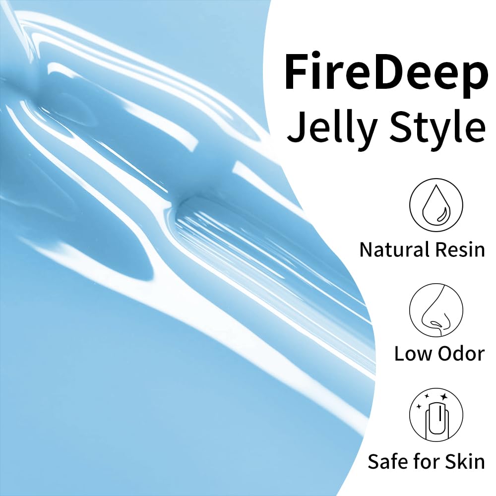 Firedeep Jelly Sky Blue Gel Nail Polish, 16ml Sheer Sky Blue Nail Polish UV/LED Soak Off Gel Polish for Spring Summer Manicure 1Pcs