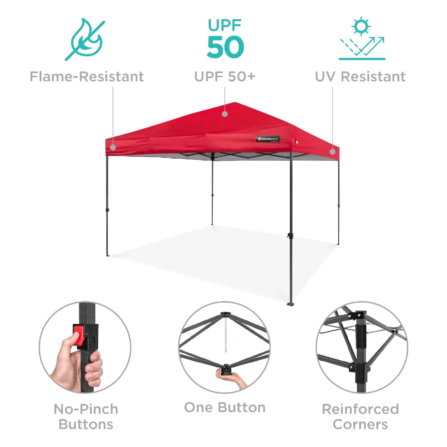 Best Choice Products 8x8ft 1-Person Setup Pop Up Canopy Tent Instant Portable Shelter w/ 1-Button Push, Case, 4 Weight Bags - Red