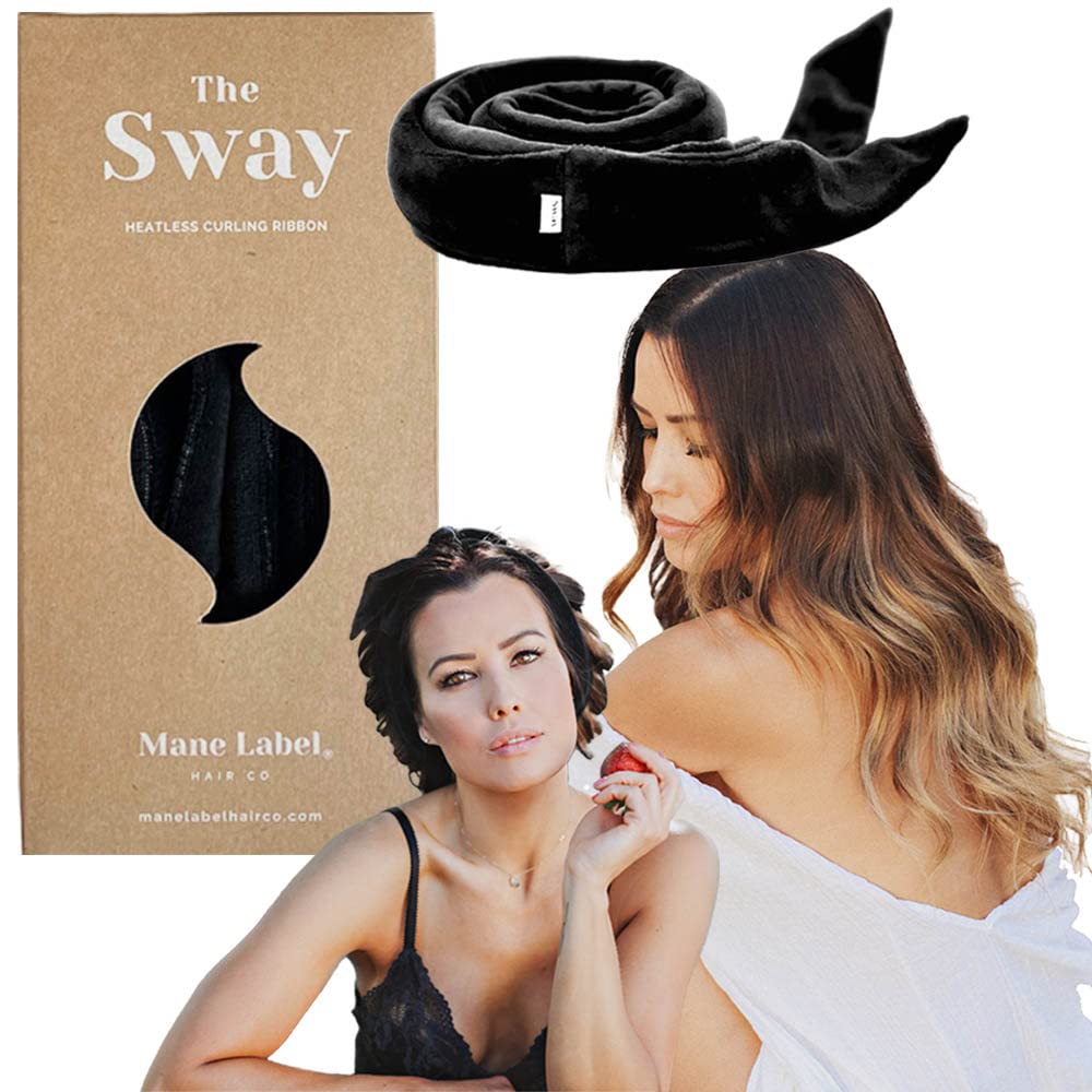 Hair Curling Ribbon Wrap: The Original Sway Heatless Curling Ribbons | Luxe Velour | Mane Label Hair Co. (Black)