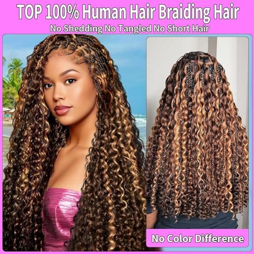Boho Bulk Human Hair for Braiding - 120g Curly Deep Wave 4/27