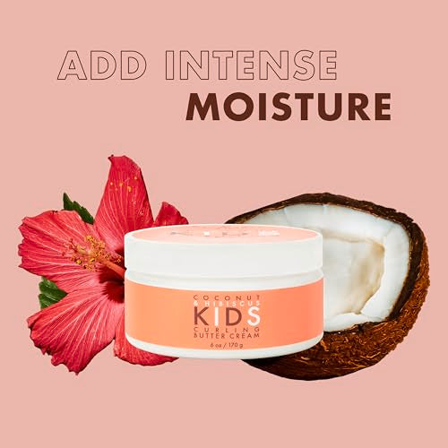 SheaMoisture Kids Curling Styling Cream For Curl Definition Coconut & Hibiscus Curl and Detangle Kids Hair 6 oz