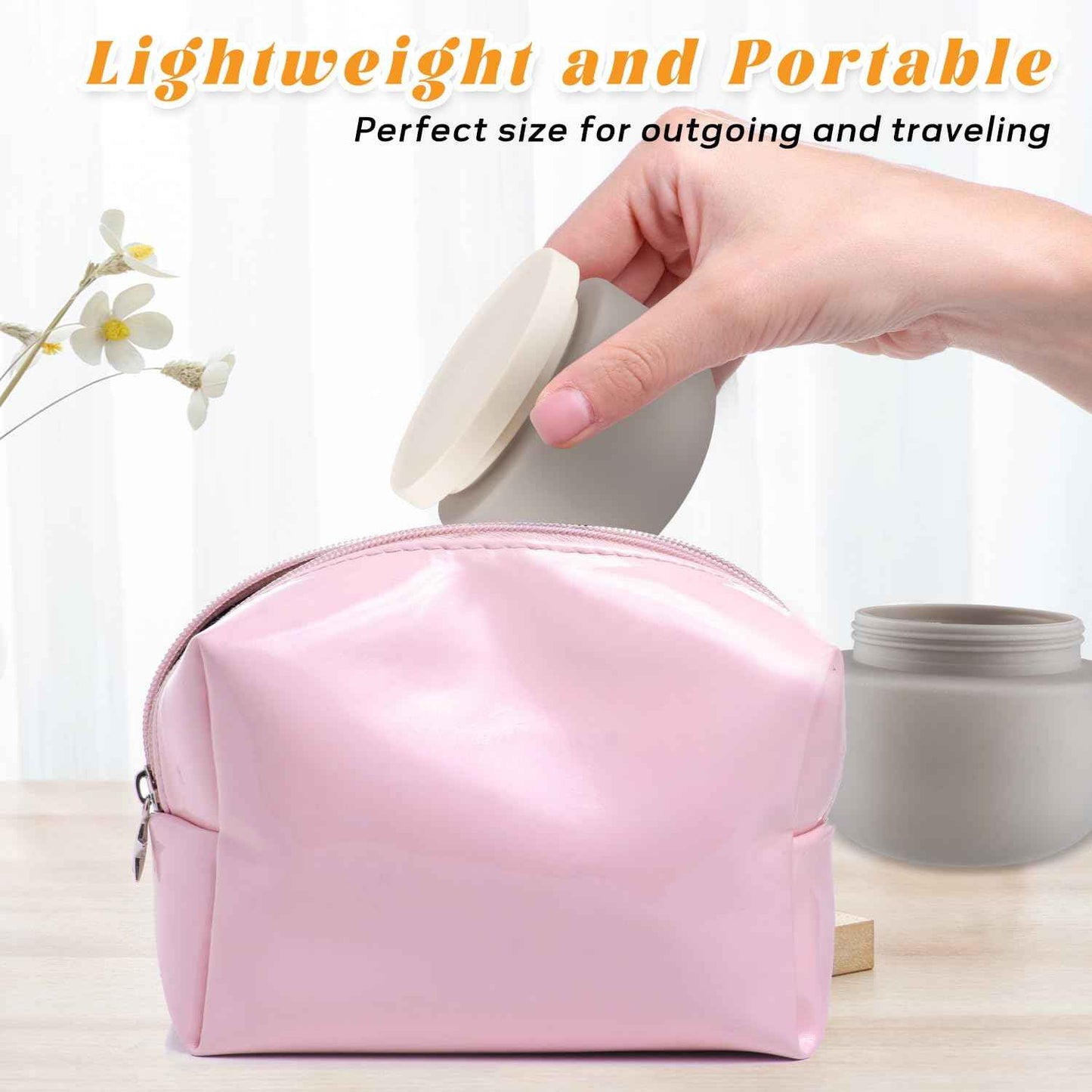 4 Pack 8 OZ Plastic Jars Round Cosmetic Container with Lids,Wide Mouth Soft Slime Jars for Lotion,Hand Cream,Ointments,Makeup,Body Butter,Rhinestone,Samples Pot Travel Make Up Storage (Grey)