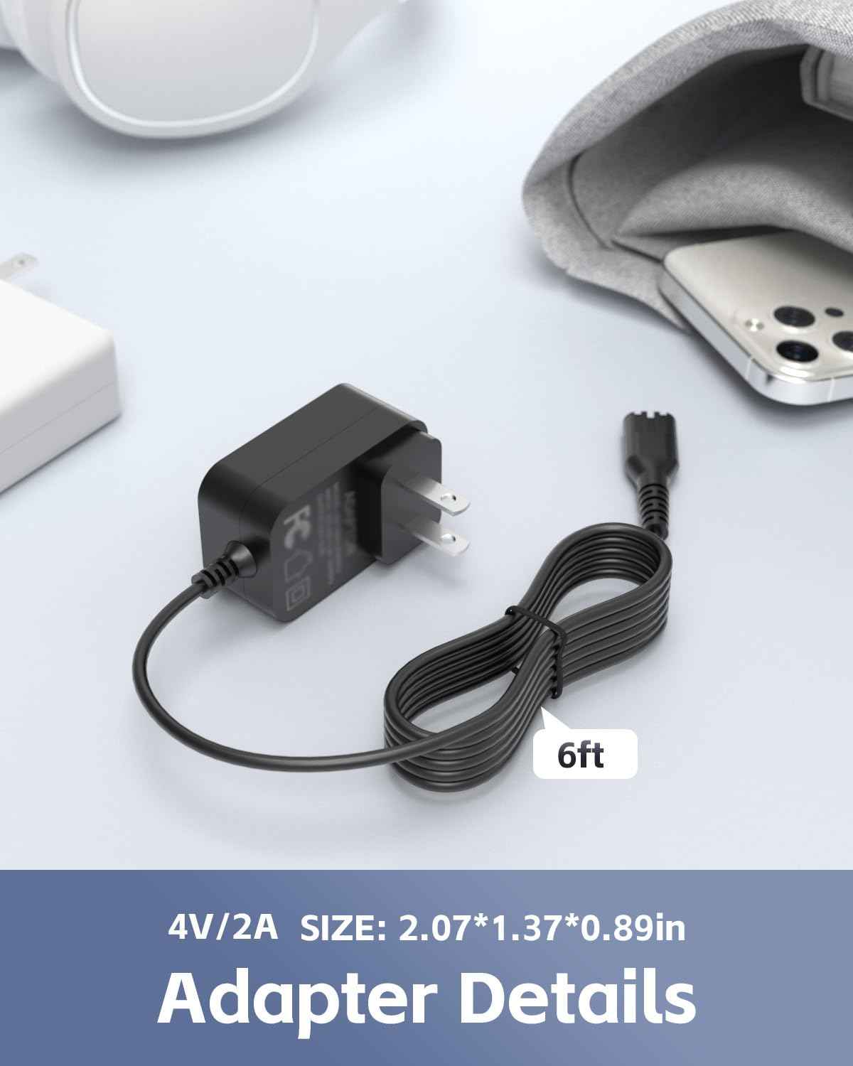 Superer 8W AC Charger Fit for Wahl Cordless Magic Clipper 8148 8164 8591 8509 1919 8148L 8591L 08504-400 8148-308 97225-002 Adapter Power Supply Cord