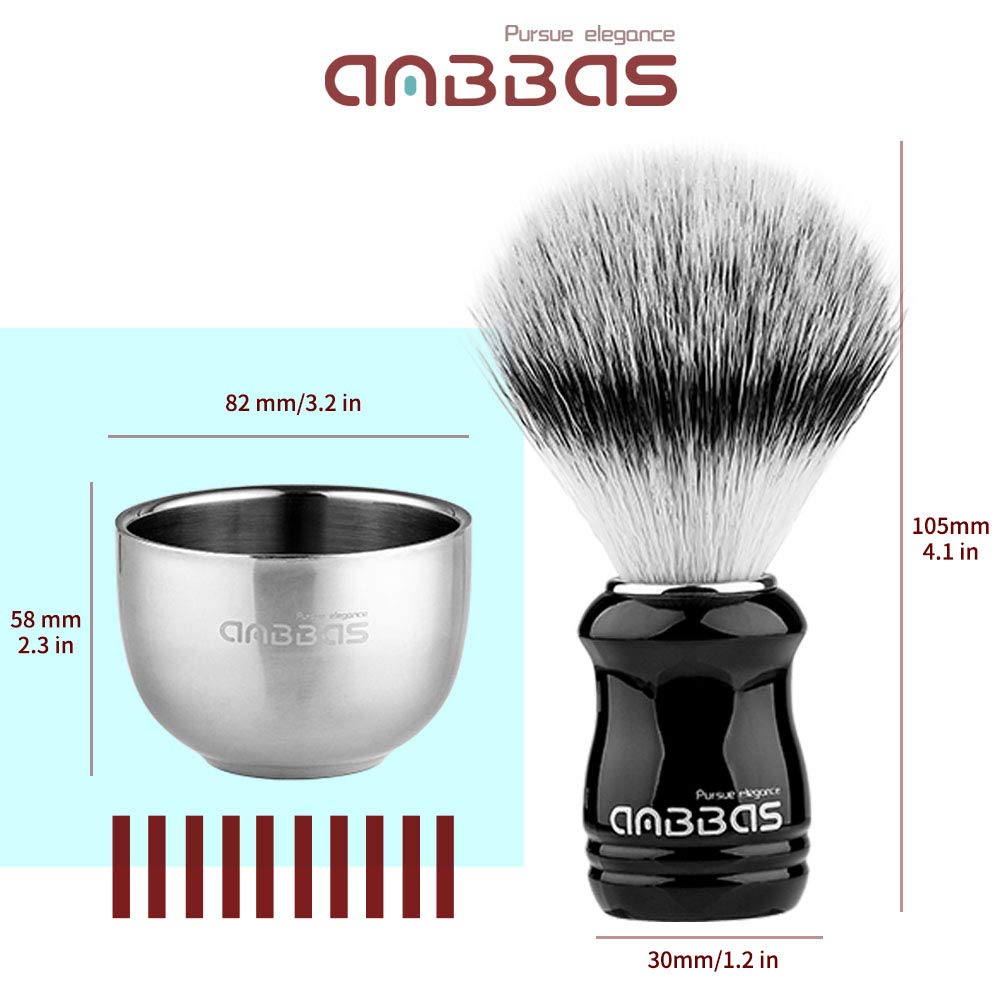 5IN1 Anbbas Shaving Brush Set,Synthetic Badger Brush and Stainless Steel Soap Bowl,ABS Wall Mounted Shaving Holders for Brush and Bowl,3.5OZ Shaving Soap Refill