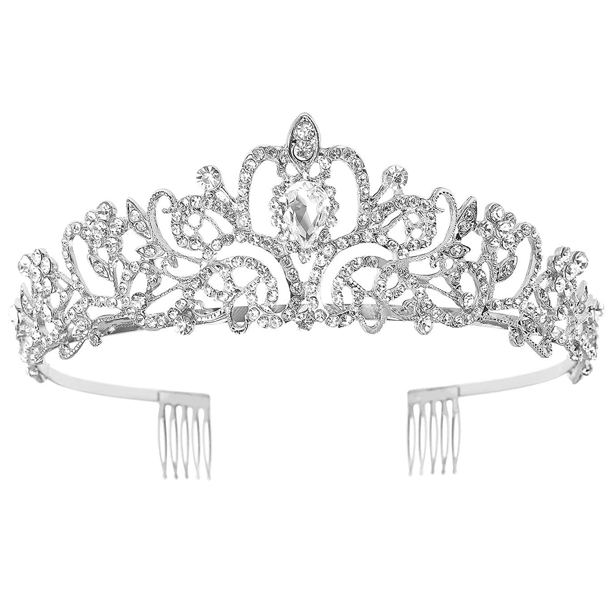 Papoopy Tiara Crown for Women, Headband Hair Accessories for Birthday Wedding Party Costume Silver