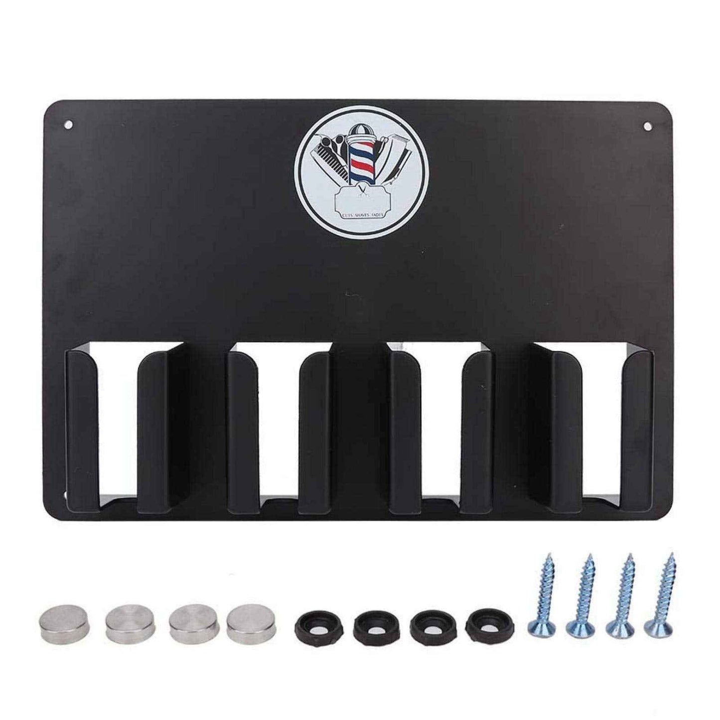 ZJchao Hair Clipper Holder, Multi-Functional 4 Holes Wall Mount Hairdressing Tool Storage, Wall-Mounted Hair Cutter Brush Holder Stand