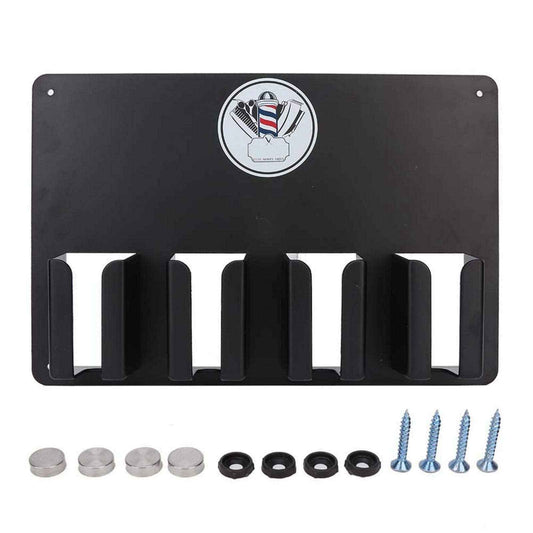 ZJchao Hair Clipper Holder, Multi-Functional 4 Holes Wall Mount Hairdressing Tool Storage, Wall-Mounted Hair Cutter Brush Holder Stand