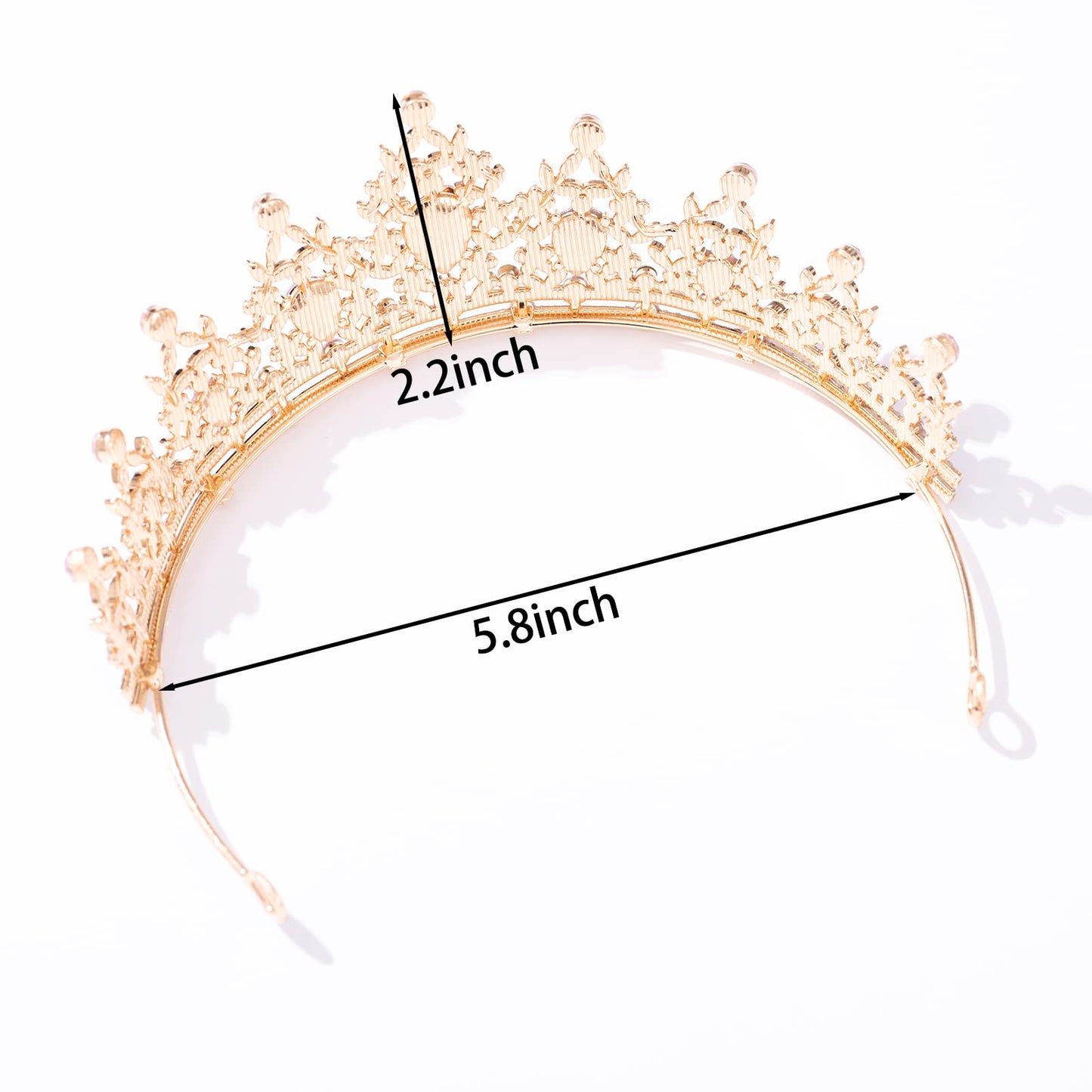 FORSEVEN Crystal Tiaras for Women, Wedding Tiaras and Crowns for Women Tiaras for Girls Birthday Party Princess Crown Hair Accessories Bride Rhinestone Headbands (Gold+Pink)