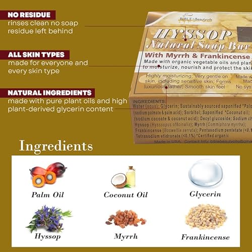 Cleanse Me With Hyssop Natural Soap Bar, Herbal Soap Bar Infused with Hyssop, Myrrh, and Frankincense Fragrance for Refreshing Experience (Myrrh and Frankincense)