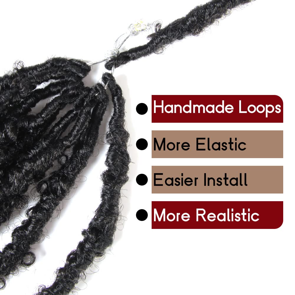 30 Inch Light Weight Butterfly Locs Crochet Hair 8 Packs Long Black Distressed Butterfly Faux Locs Crochet Hair, 1#