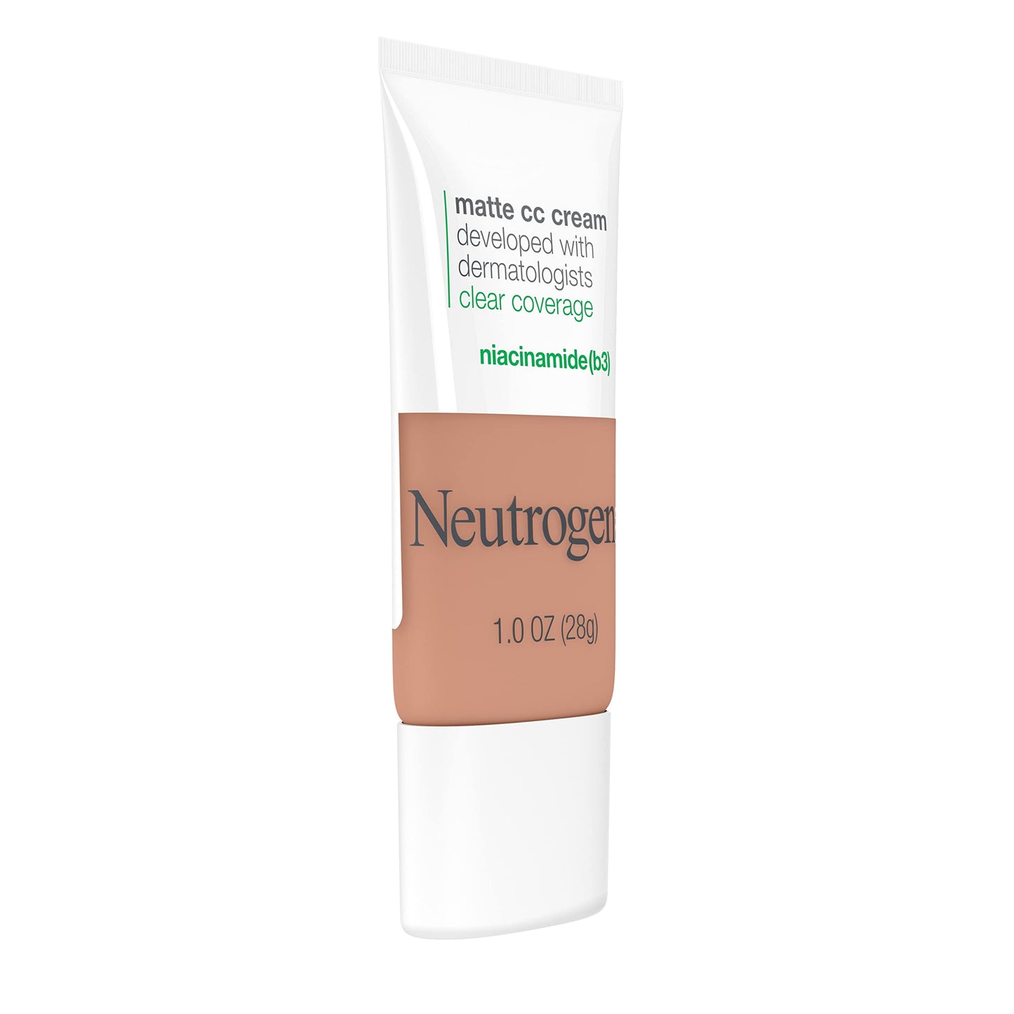 Neutrogena Clear Coverage Flawless Matte CC Cream, Full-Coverage Color Correcting Cream Face Makeup with Niacinamide (b3), Hypoallergenic, Oil Free & Fragrance Free, Toast, 1 oz