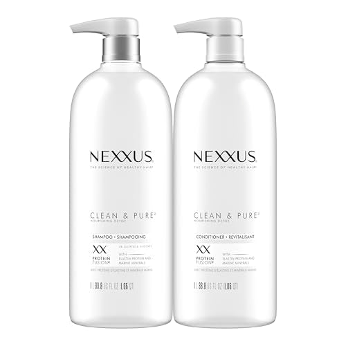 Nexxus Clean and Pure Clarifying Shampoo and Conditioner 2-Pack With ProteinFusion, for Nourished Hair Paraben Free 33.8 oz