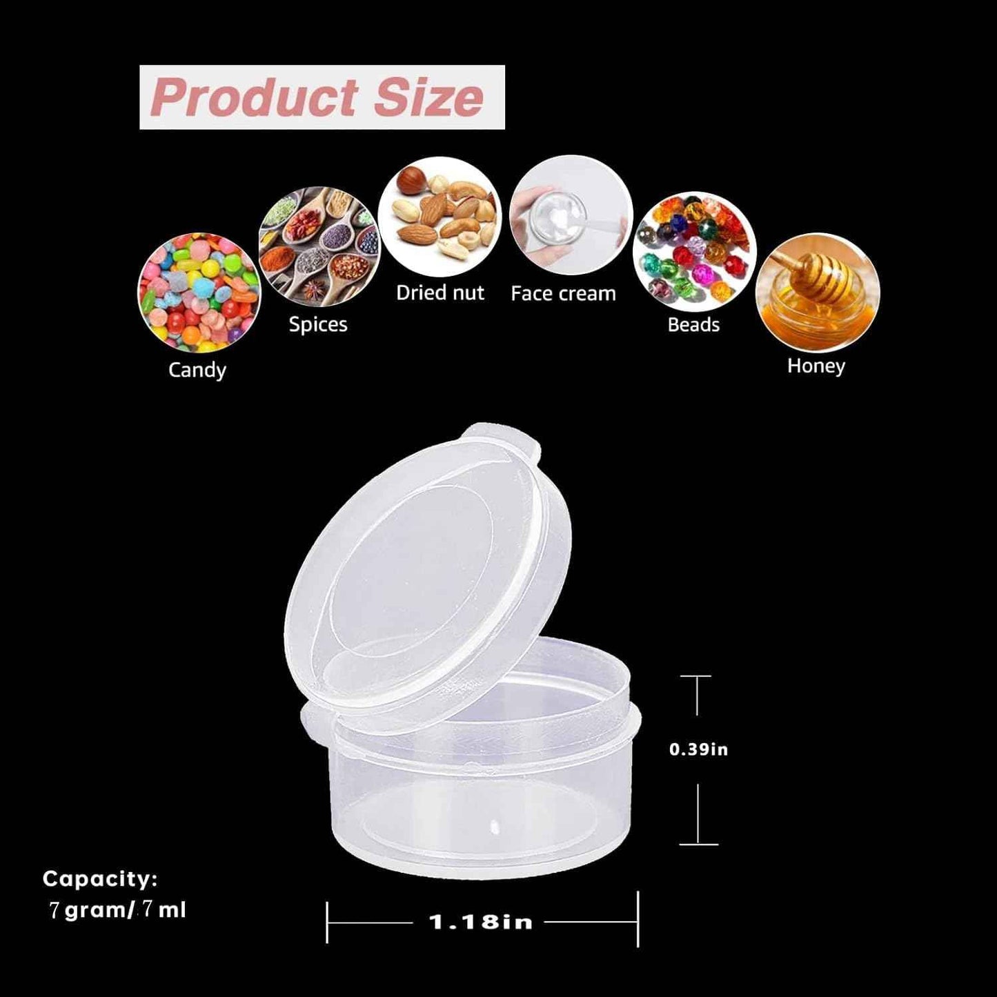 ZFYOUNG 150pcs plastic cosmetic jar 7g/7ml clear case with snap lids portable,Travel Storage Cosmetic Samples Beauty Products Mini Containers with Lids, Airtight Cosmetic Containers with Lids