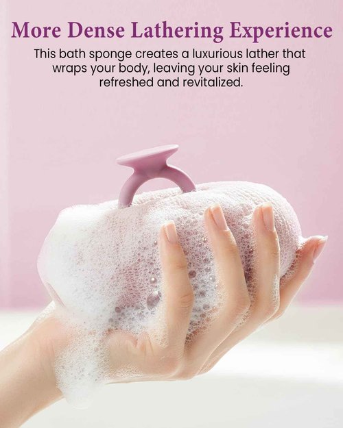 4Pcs Super Soft Sunflower Suction Cup Bath Ball, 2-in-1 Super Soft Bath Sponge Body Scrubber, Exfoliating Bath Sponge Body Wash Shower Ball for Men Women (Light Purple)