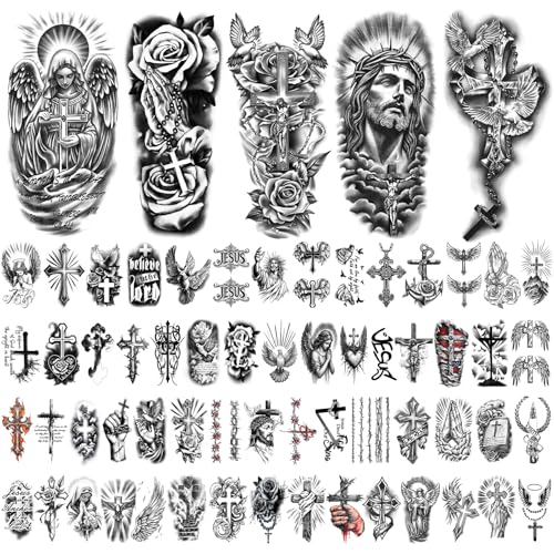 Christian Temporary Tattoos 77 Sheet Realistic Jesus Cross