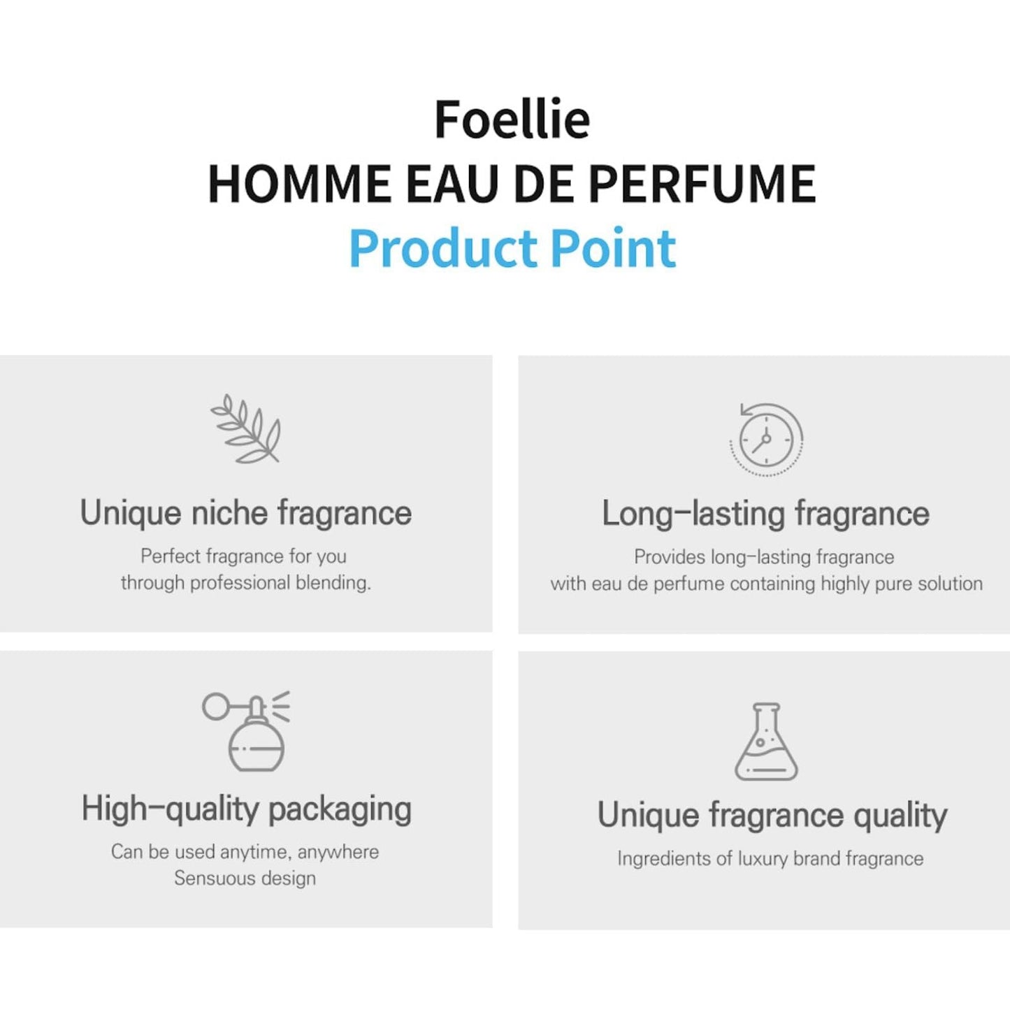 Foellie Homme Eau de Perfume, Eau de Parfum for Men 30ml 1.01oz