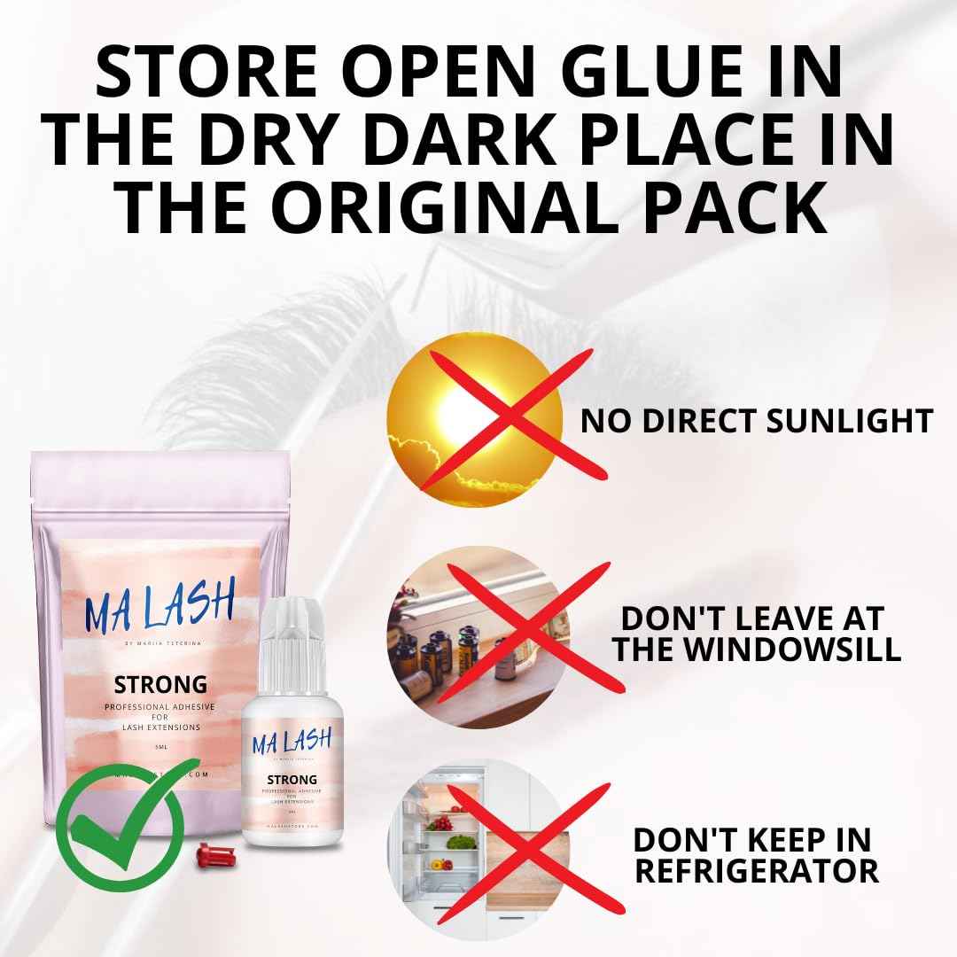 MA LASH Strong Eyelash Extension Adhesive Glue - 0.17fl.oz / 5ml - Ultra-Fast 0.5-Second Drying Time - 8 Weeks Retention - Professional-Grade, Black