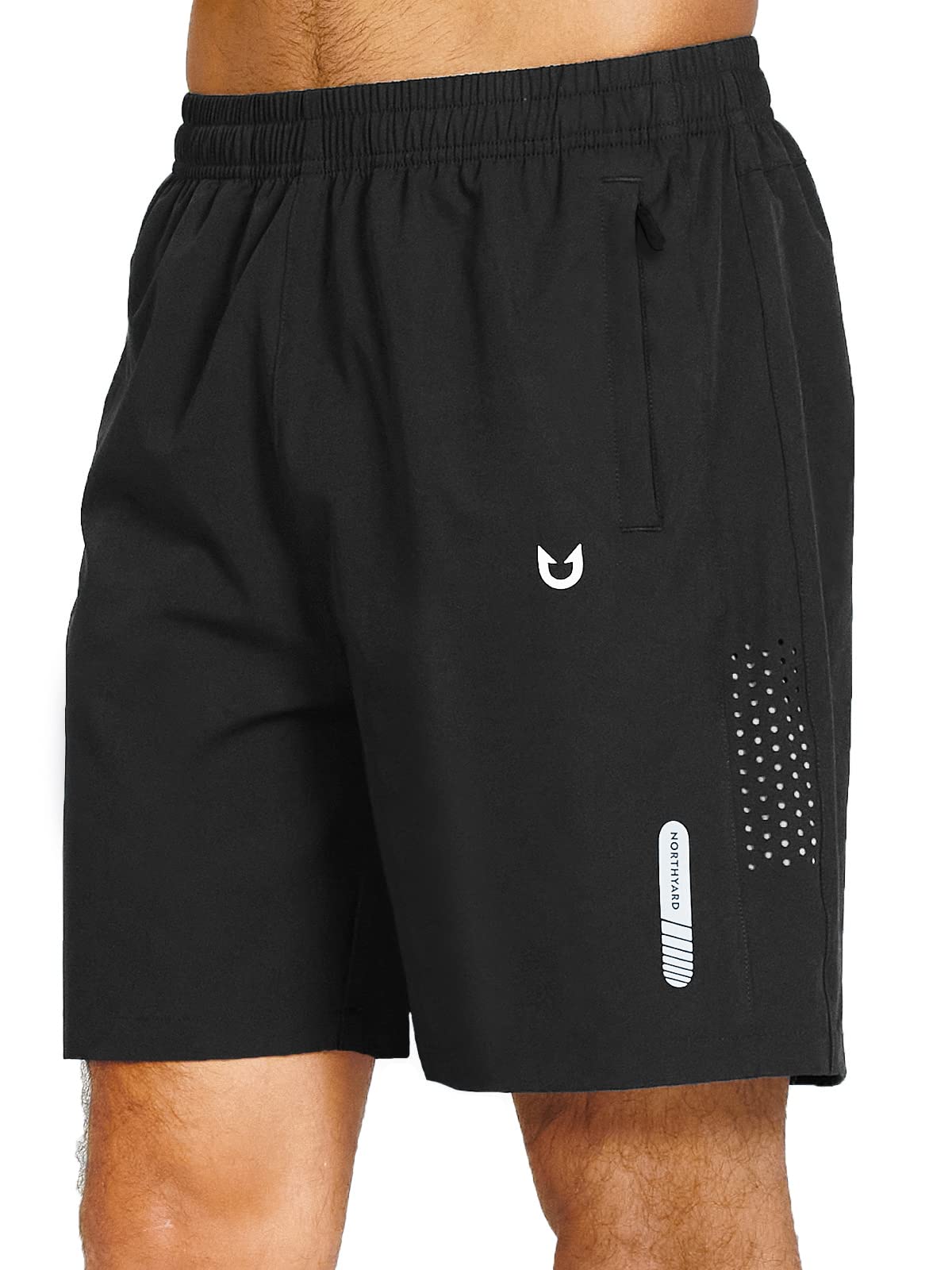 NORTHYARD Men's Athletic Running Shorts Quick Dry Workout Shorts 7"/ 5"/ 9" Lightweight Sports Gym Basketball Shorts Hiking Exercise Black XS