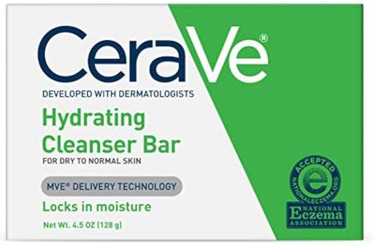 CeraVe Hydrating Cleanser Bar - Soap-Free Body and Facial Cleanser with 5% Moisturizing Cream - 4.5 Ounce Bar