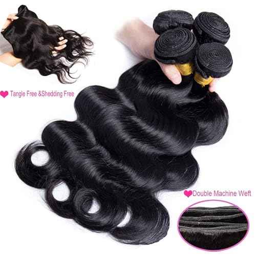 16A Human Hair Bundles18 20 22 24 Inch Body Wave 400g Unprocessed Brazilian Virgin Hair 4 Bundles Deals Human Hair Extensions Quick Weave Human Hair Natural Black Color