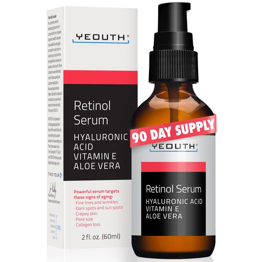 YEOUTH Retinol Serum for Face with Hyaluronic Acid Face Serum for Women, Hydrating Serum, Retinol for Face, Suitable for All Skin Types 2oz