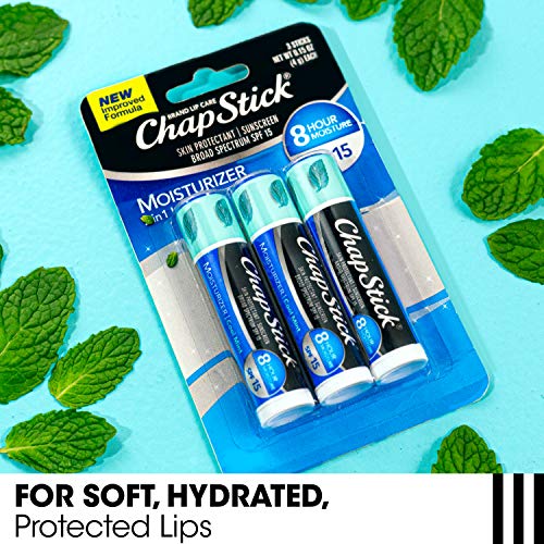 ChapStick Moisturizer 2-in-1 Lipcare SPF 15, Cool Mint, Sunscreen Lip Balm with Aloe Vera and Vitamin E, 0.15 Oz Ea pack of 3 (12) total 36