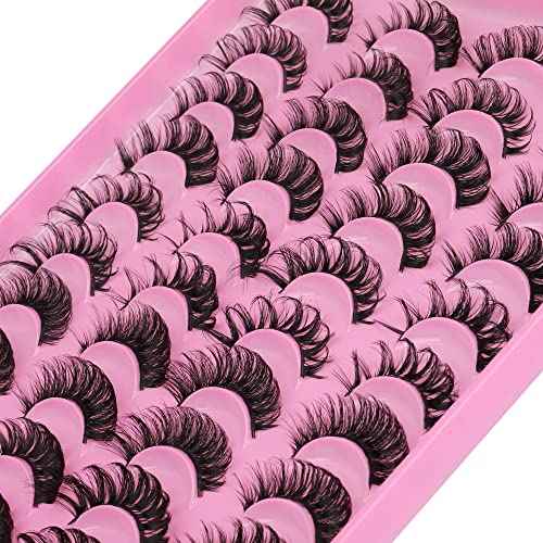 False Eyelashes Russian Strip Lashes D Curly 20 Pairs 5 Styles Pack Fluffy Natural Fake Lashes Look like Eyelash Extensions by Yawamica