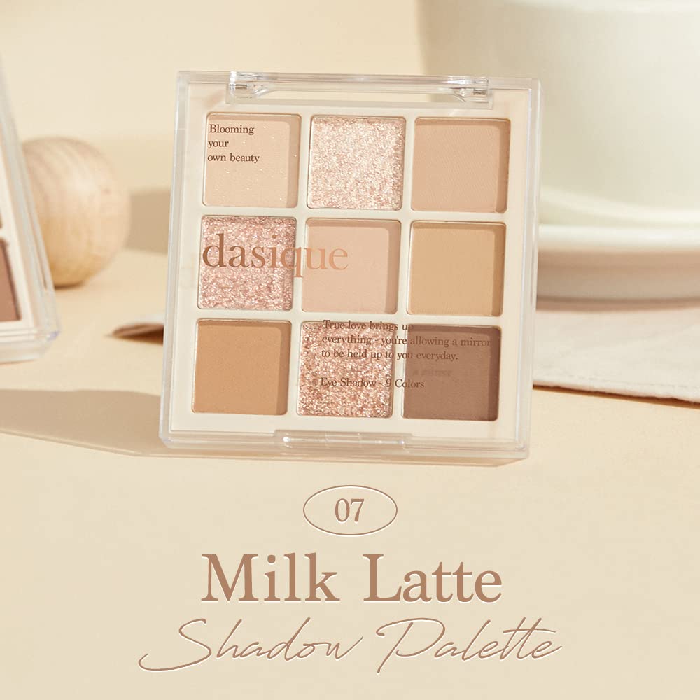 dasique Shadow Palette #07 Milk Latte 8g I 9 Blendable Shades in Smooth Matte and Shimmer Finishes with Gorgeous Pearls | Eye Makeup Palette | Cruelty Free | K-beauty