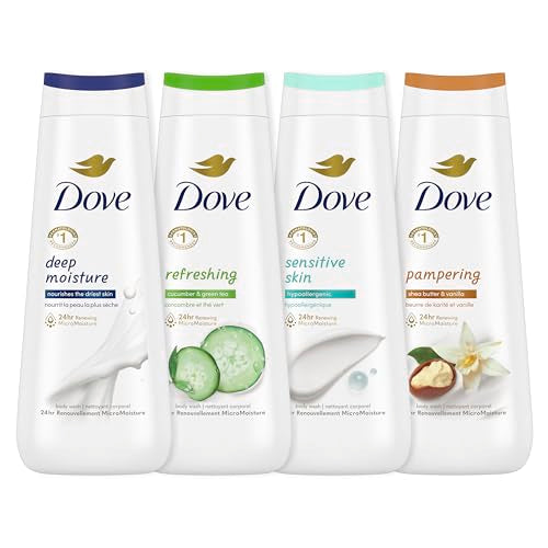Dove Body Wash Variety Pack 20oz (4 Count) Sulfate-Free Moisturizing Set
