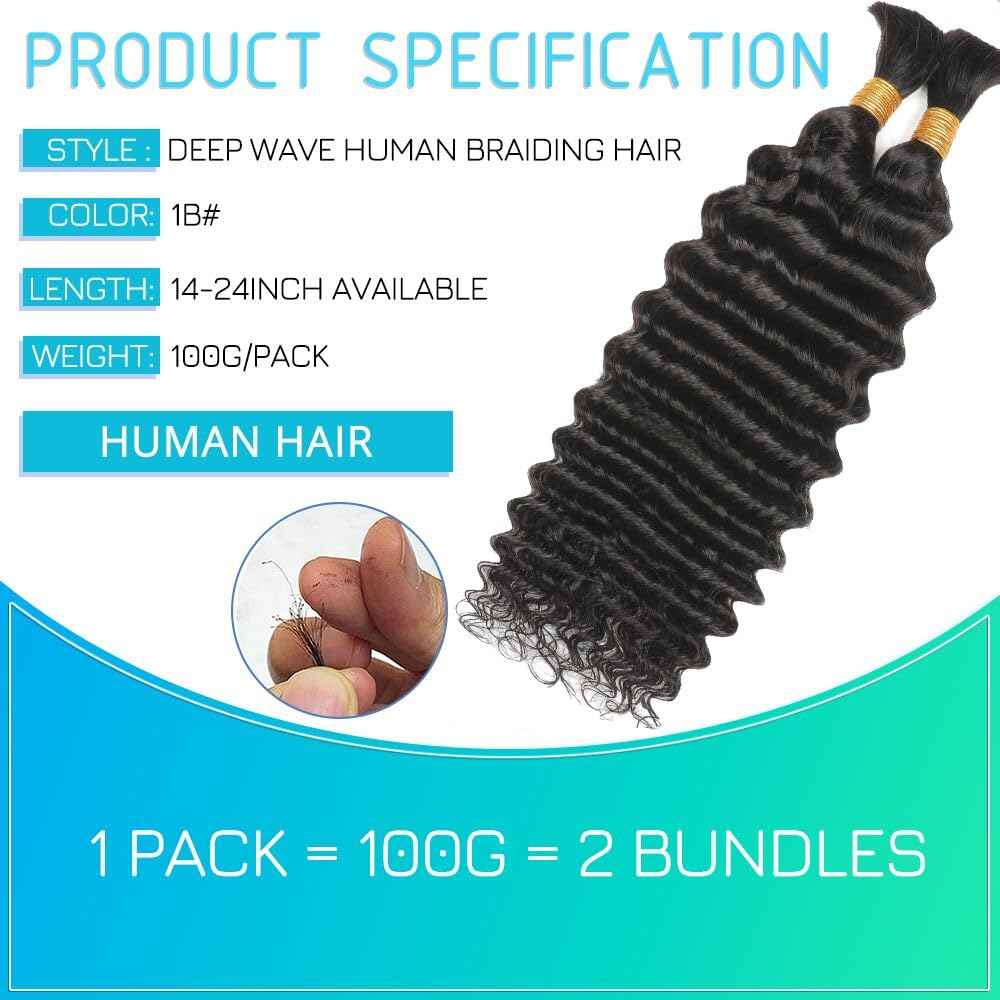 Blonde Human Braiding Hair for Boho Braids 22 Inch 100g Human Hair Braiding Hair Deep Wave Bulk Human Hair for Braiding No Weft Brazilian Virgin Curly Hair Extensions 27#
