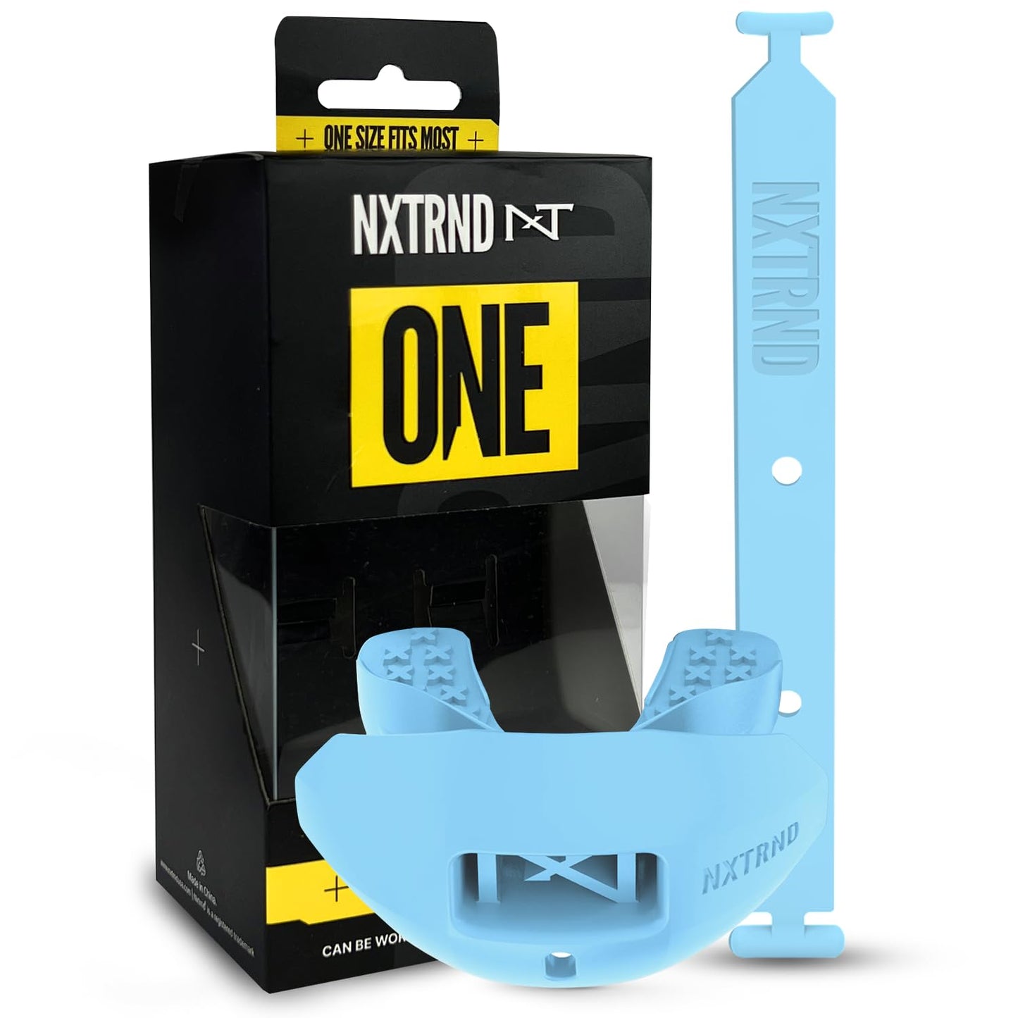 Nxtrnd One Football Mouth Guard, Strap Included, Fits Adult & Youth (Light Blue)