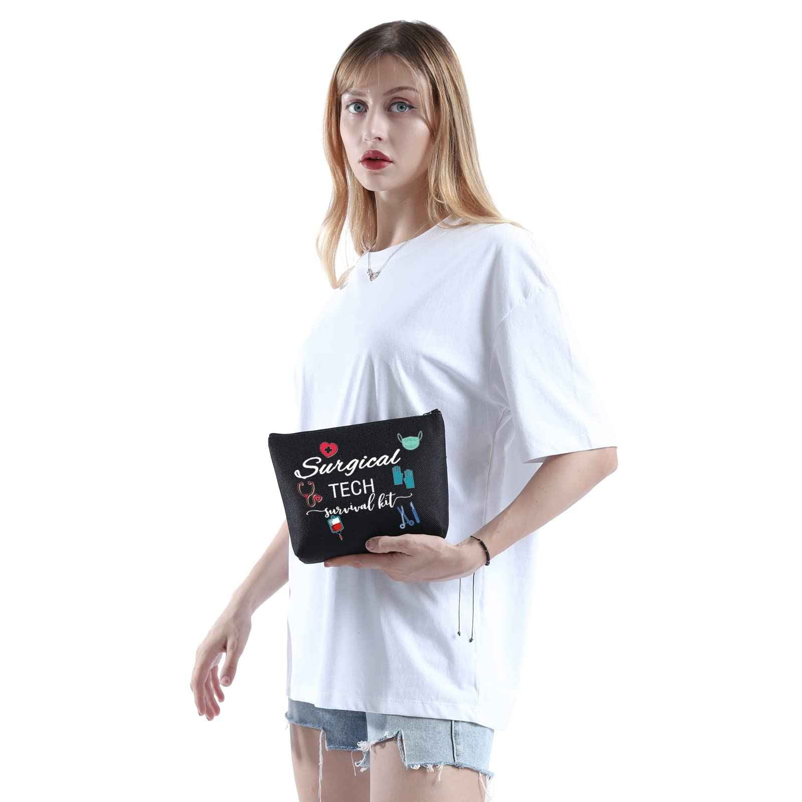 WCGXKO Surgical Tech Gift Surgical Tech Survival Kit Travel Accessories Toiletry Bag Makeup Bag (Surgical TECH black)