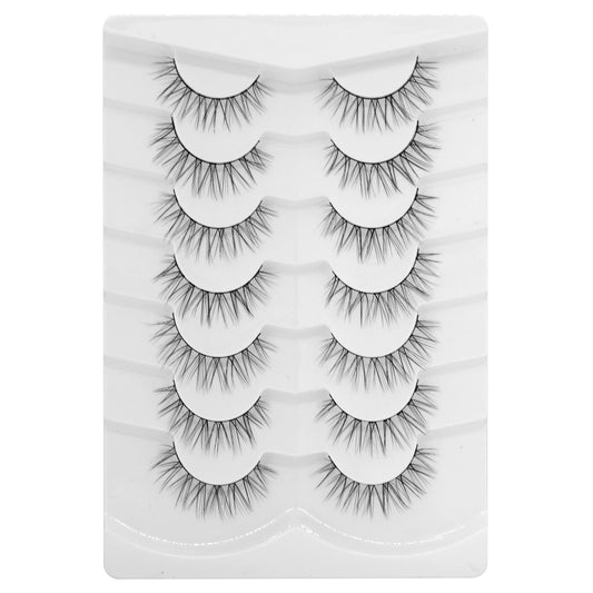 Bluesmurfs Fake Eyelashes Natural Look False Lashes Soft Thin Band Eyelashes Daily Use False Eyelashes 7 Pairs Pack