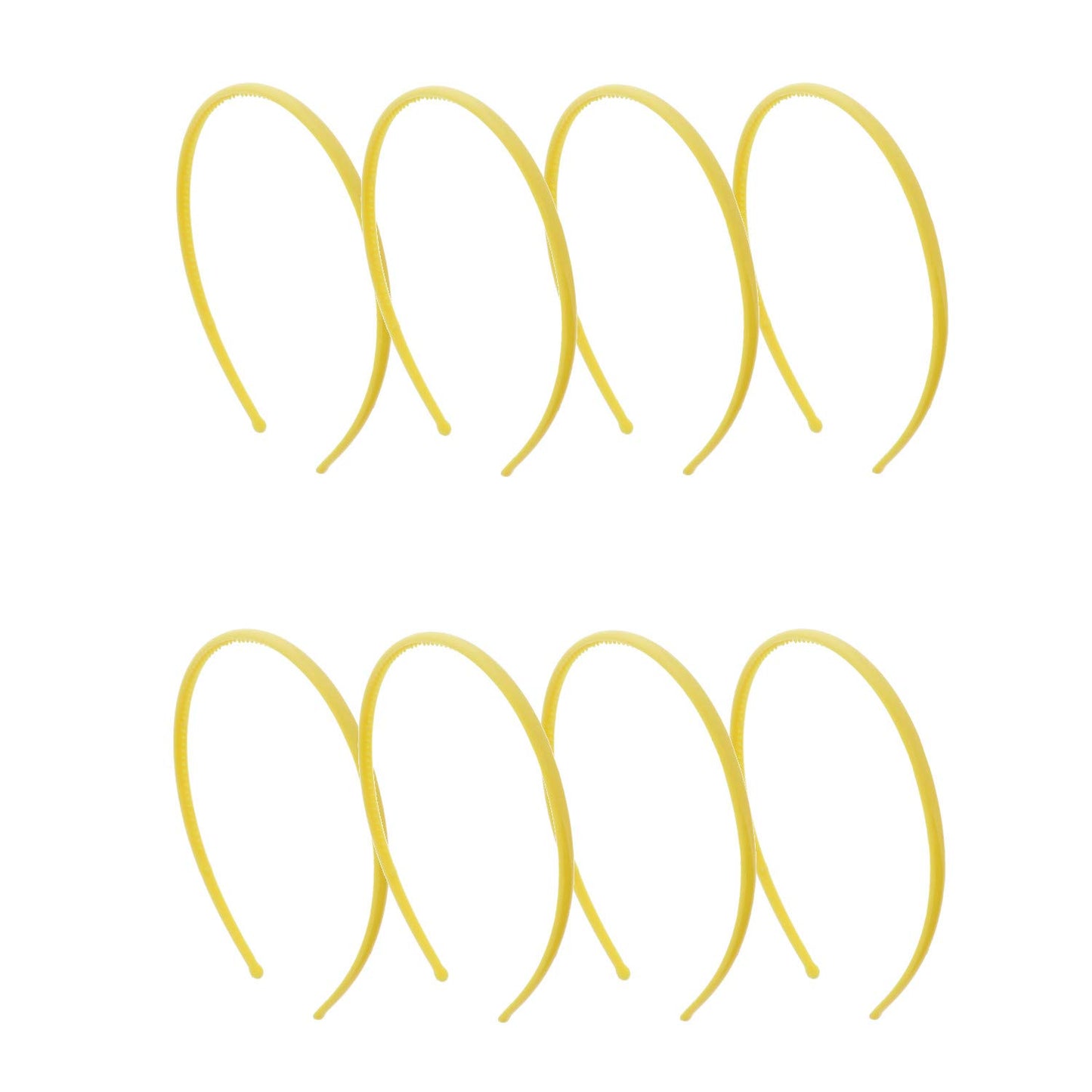 Motique Accessories Thin Plastic Headband - Set of 8-Neon Yellow