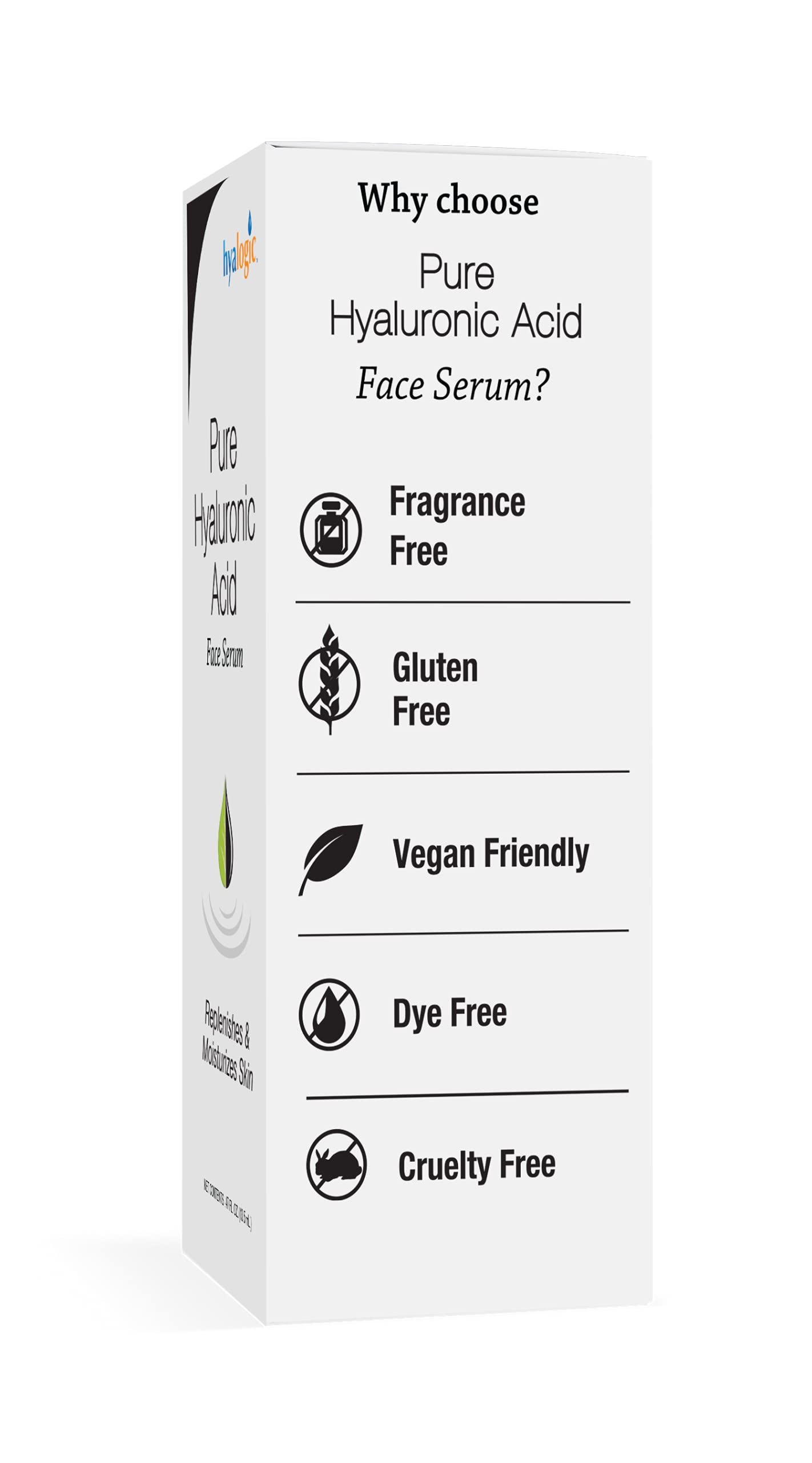 Hyalogic Pure Hyaluronic Acid Serum for Face - Hydrating, Non-Greasy, Fragrance-Free, 0.47 Ounce