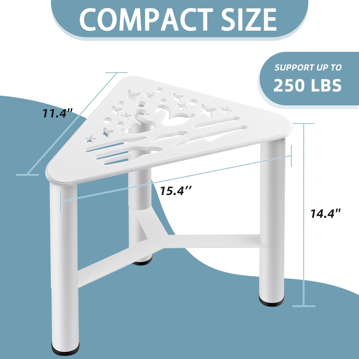 Metal Shower Foot Rest, Small Corner Shower Stool for Shaving Legs, Bathroom Bench for Inside Shower- Small Step Stools to Sit on, Bath Seat Shower Accesories for Bathroom Spa(White)