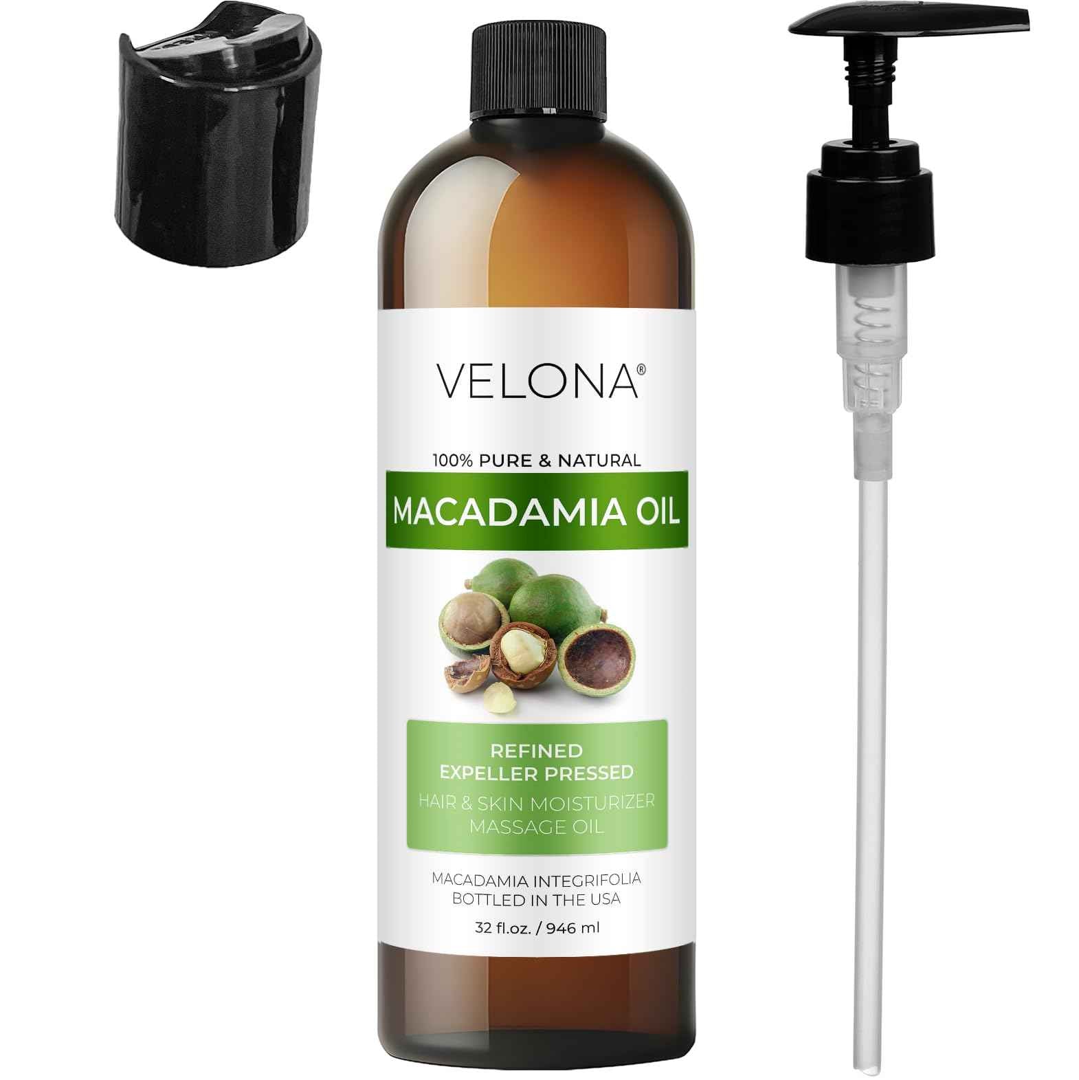 velona Macadamia Nut Oil 32 Fl Oz | 100% Pure and Natural Carrier Oil | Refined | Cooking, Skin, Hair, Body & Face Moisturizing | Use Today - Enjoy Results