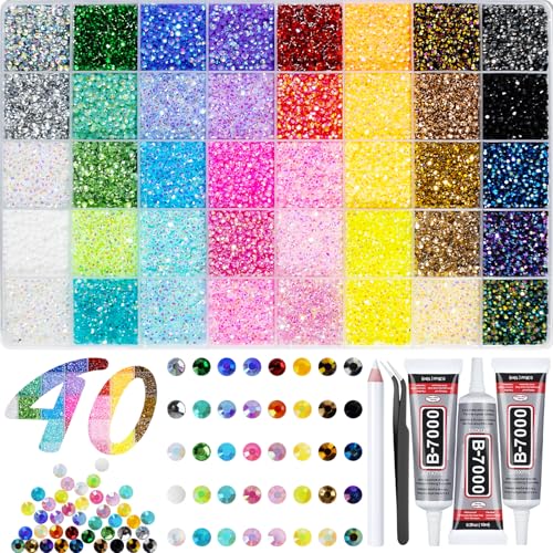 50,000+ Pcs Rhinestone Bedazzling Kit with B7000 Glue - 3mm Resin Gems