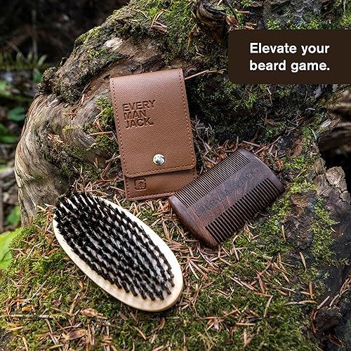 Every Man Jack Beard Grooming Tool Gift Set for Men ? Includes Dual-Tooth Comb, Beard Brush, Stainless Steel Shears & Mini Comb ? Travel Friendly & Perfect for Daily Maintenance