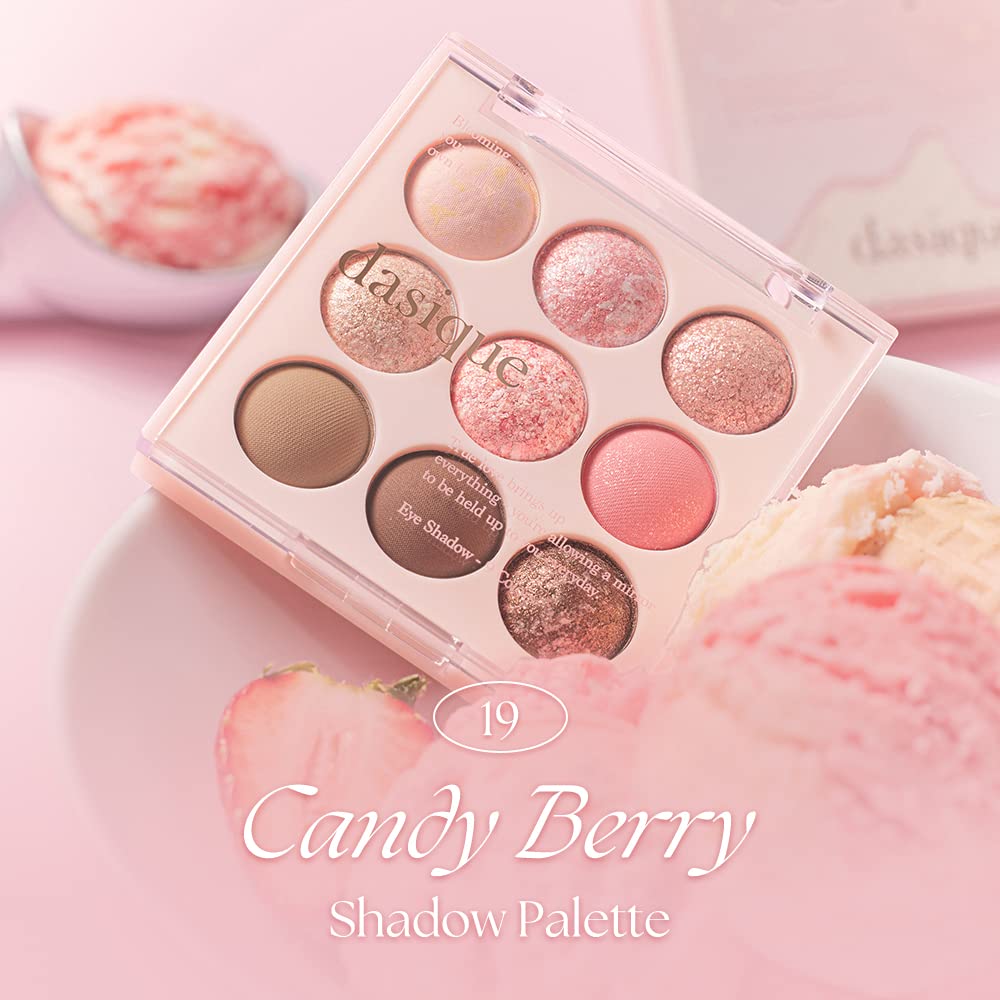 dasique Shadow Palette #19 Candy Berry 13g I 9 Blendable Shades in Smooth Matte and Shimmer Finishes with Gorgeous Pearls | Eye Makeup Palette | Cruelty Free | K-beauty