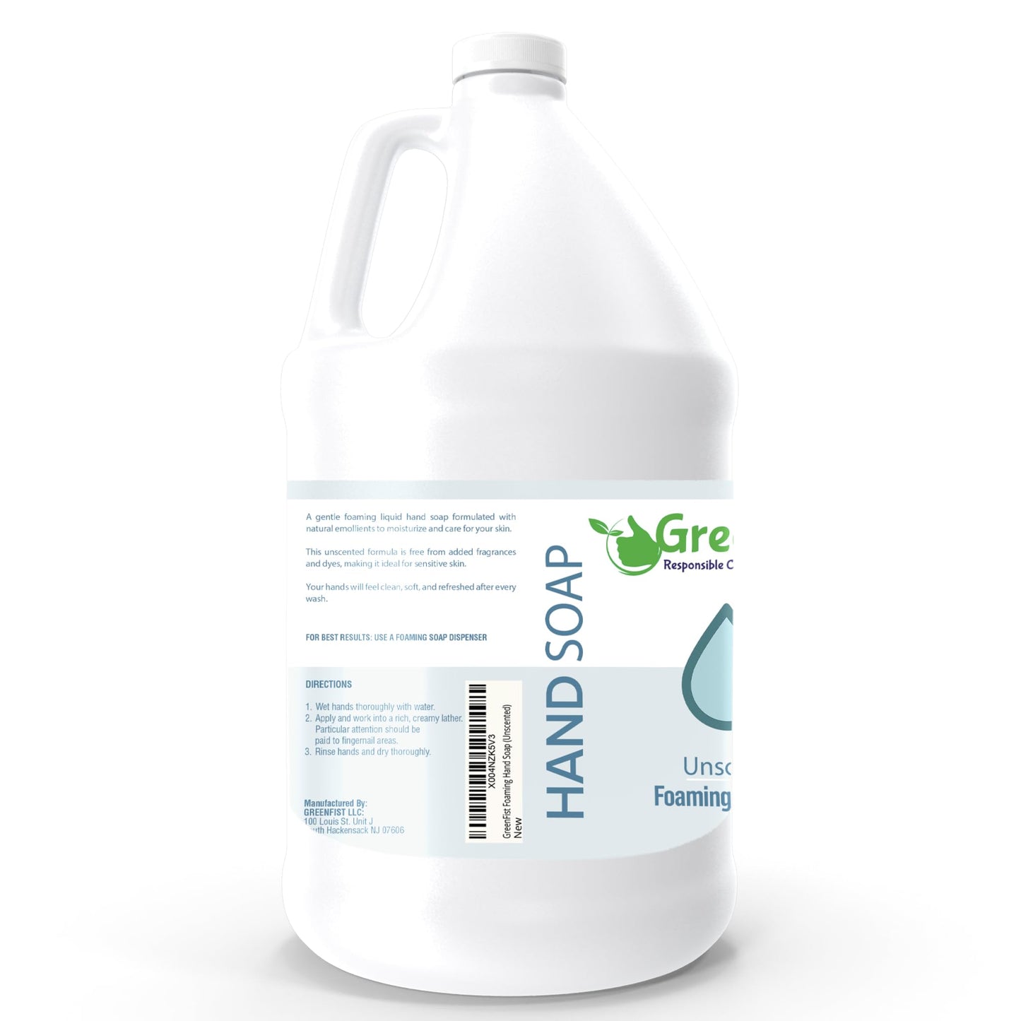 GreenFist Foaming Hand Soap Refills Unscented Jug Foam Refill Made in USA, 128 ounce (1 Gallon)