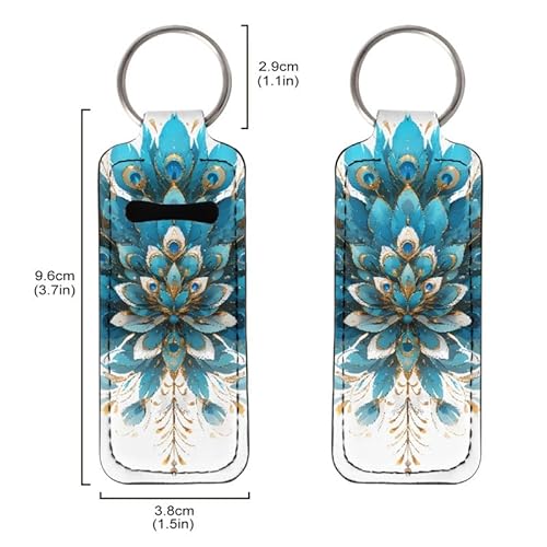Geometric Butterfly Peacock Boho Lion Travel Bottle Keychain Holders Clip On Lipstick Sleeve Sleeve Holder Keychain