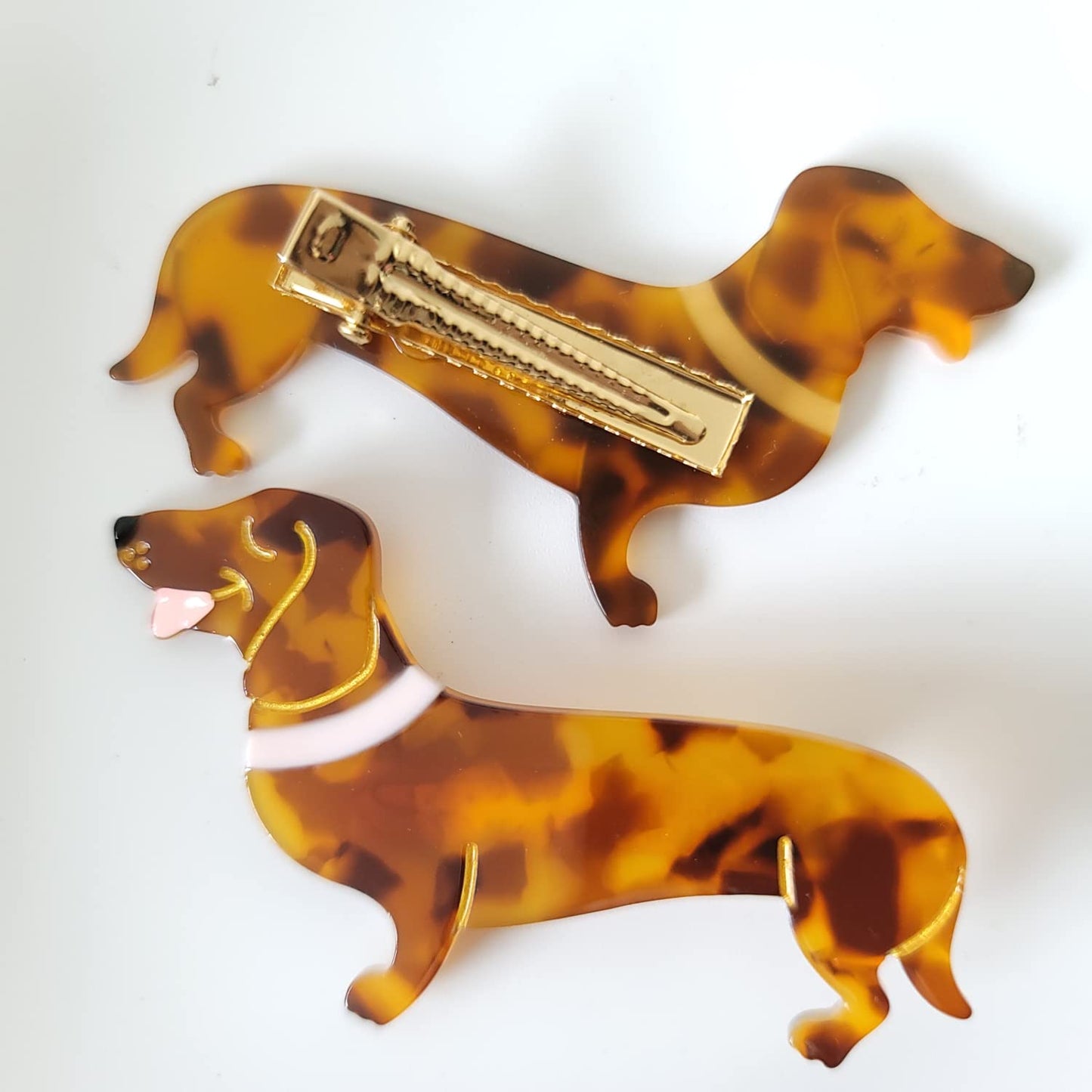 Dachshund Dog Hair Clips,Cellulose Acetate Hair Clips,Small Hair Clips for Girl,Pack of 2