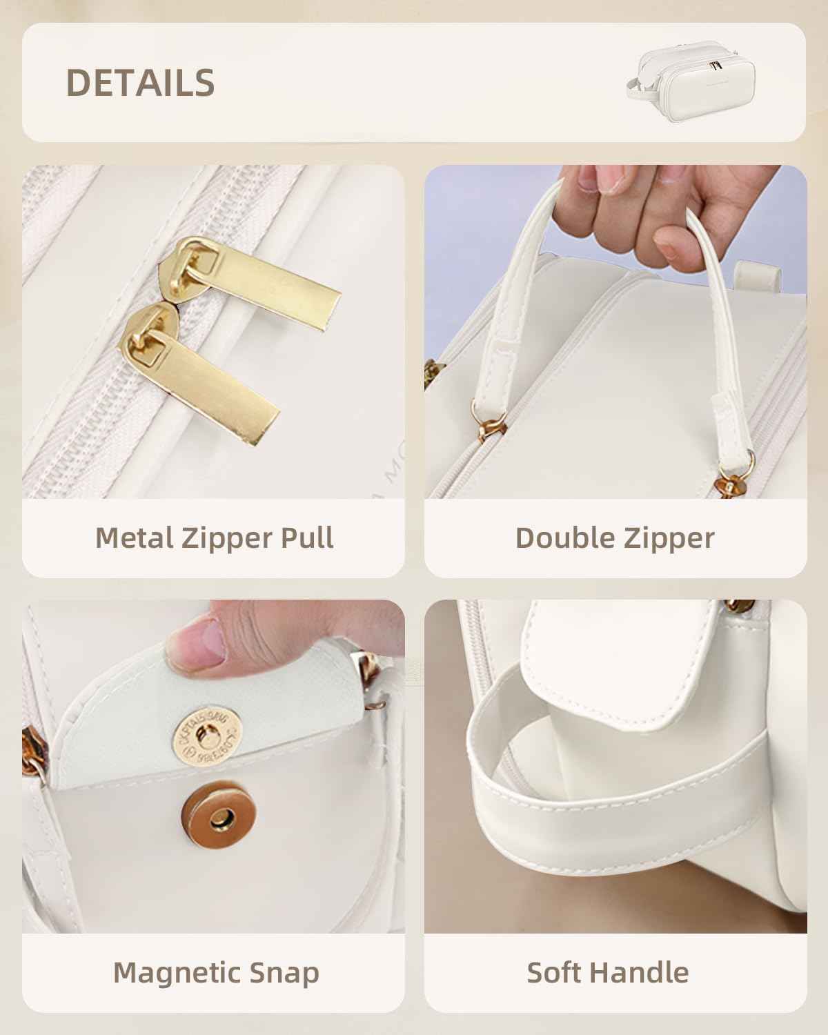 Yikisite Travel Makeup Bag - Women's Portable Travel Organizer, Waterproof Cosmetic Storage Bag, Vertical Brush Holder for Easy Access