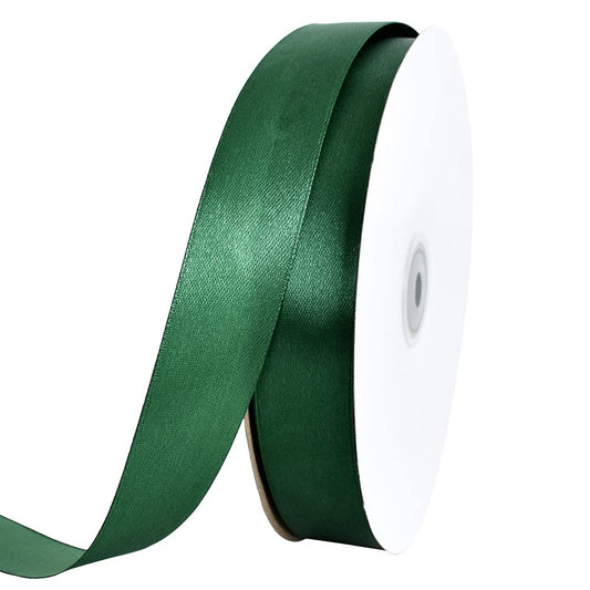 TONIFUL 1 Inch x 100yds Christmas Green Satin Ribbon, Thin Solid Color Satin Ribbon for Gift Wrapping, Crafts, Hair Bows Making, Wedding Party Decoration, Invitation Cards, Floral Bouquets, Christmas